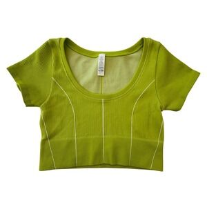 OFFLINE by Aerie Ribbed Crop Top - Chartreuse Green Athletic Activewear‎